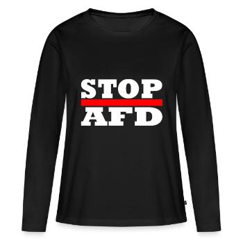 Stop Afd - T-shirt manches longues Premium bio Femme - noir - Devant - Julia (174cm)