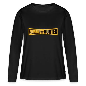 chasseur de zombies citation d’Halloween - T-shirt manches longues Premium bio Femme - noir - Devant - Julia (174cm)