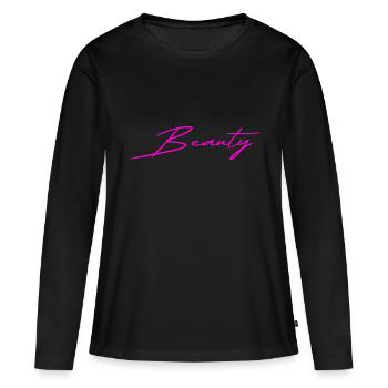 Rose beauté - T-shirt manches longues Premium bio Femme - noir - Devant - Julia (174cm)