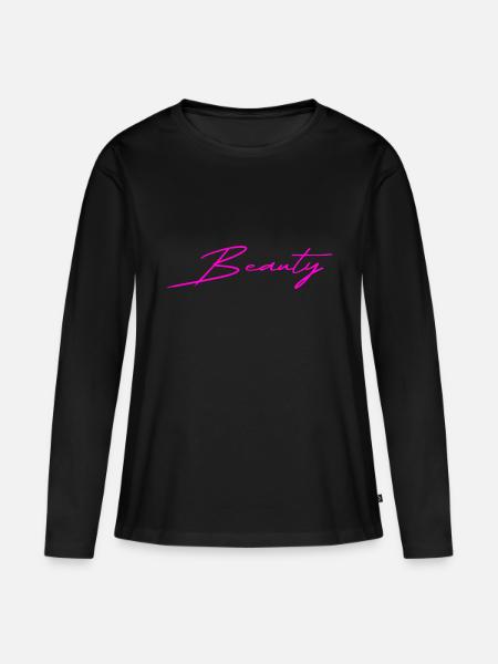 Beauty pink - Frauen Premium Bio Langarmshirt - Schwarz
