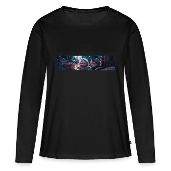 Riesige fleischfressende Pflanzenwelt nach der Menschheit - Frauen Premium Bio Langarmshirt - Schwarz - Vorne - Julia (174cm)