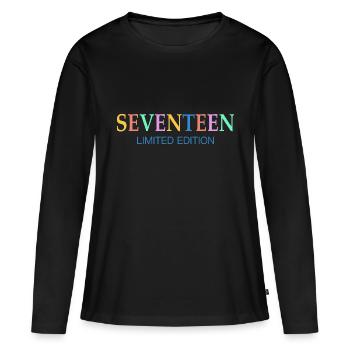 Cadeau 17ème anniversaire dix-sept rétro - T-shirt manches longues Premium bio Femme - noir - Devant - Julia (174cm)