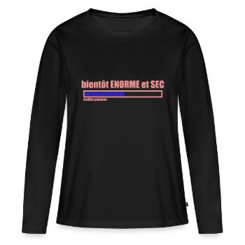 bientôt ENORME et SEC - T-shirt manches longues Premium bio Femme - noir - Devant - Julia (174cm)