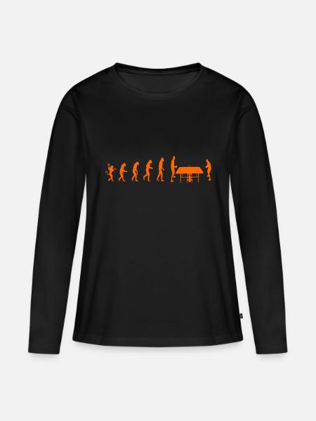 Tischtennis Evolution Geschenk - Frauen Premium Bio Langarmshirt - Schwarz