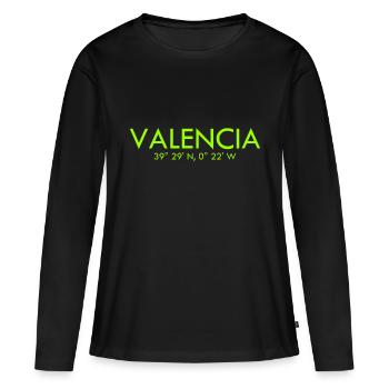 Valence Espagne Coordonnées Latitude Longitude - T-shirt manches longues Premium bio Femme - noir - Devant - Julia (174cm)