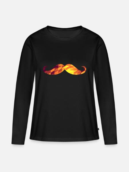 Moustache (Geometric Background) - Frauen Premium Bio Langarmshirt - Schwarz