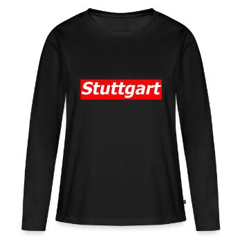 Stuttgart - Frauen Premium Bio Langarmshirt - Schwarz - Vorne - Julia (174cm)