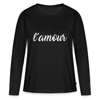 l´amour - Liebe - Amour - Amour - Amore - T-shirt manches longues Premium bio Femme - noir - Devant - Julia (174cm)
