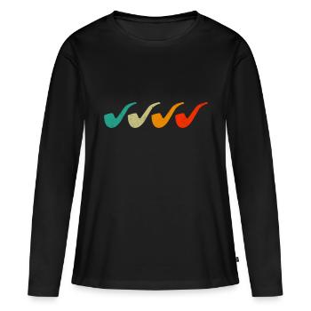 Fumer une pipe - T-shirt manches longues Premium bio Femme - noir - Devant - Julia (174cm)