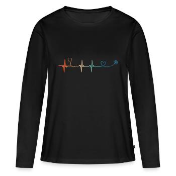 Heartbeat Stethoscope - Women's Premium Organic Long Sleeve Shirt - black - Front - Julia (174cm)