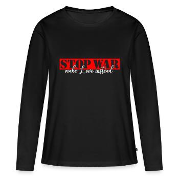 STOP WAR FAIRE L’AMOUR Vecteur - T-shirt manches longues Premium bio Femme - noir - Devant - Julia (174cm)