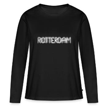 Rotterdam - T-shirt manches longues Premium bio Femme - noir - Devant - Julia (174cm)