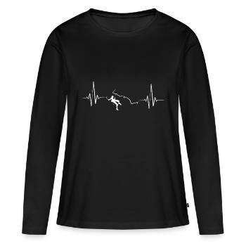 Eisklettern Eiskletterer Eispickel - Frauen Premium Bio Langarmshirt - Schwarz - Vorne - Julia (174cm)