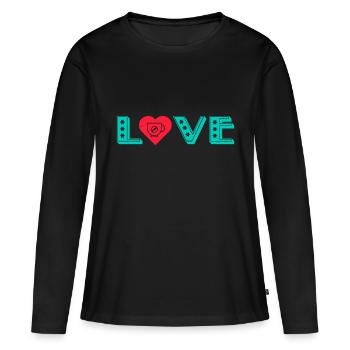 J’AIME LE CAFÉ J’AIME LA VIE - T-shirt manches longues Premium bio Femme - noir - Devant - Julia (174cm)