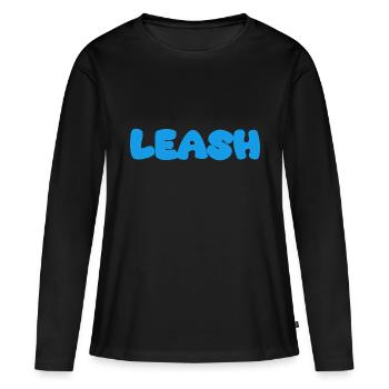 Nom de la laisse Bleu - T-shirt manches longues Premium bio Femme - noir - Devant - Julia (174cm)