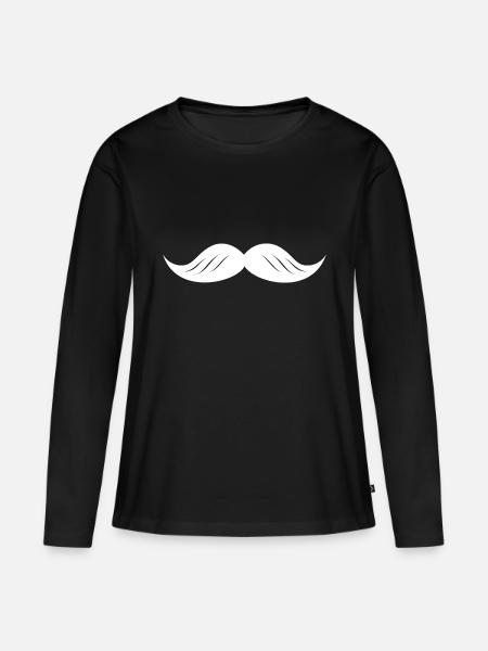 Moustache weiß - Frauen Premium Bio Langarmshirt - Schwarz