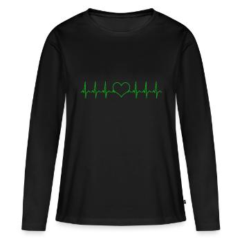 Electrocardiogramme amoureux - T-shirt manches longues Premium bio Femme - noir - Devant - Julia (174cm)