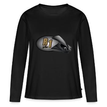 R1 - T-shirt manches longues Premium bio Femme - noir - Devant - Julia (174cm)