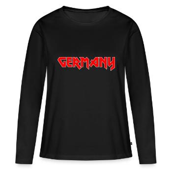 Modisches Heimat GERMANY Metal-Design - Frauen Premium Bio Langarmshirt - Schwarz - Vorne - Julia (174cm)