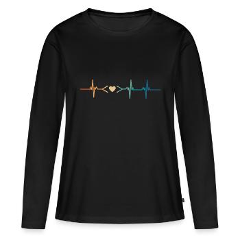 Heartbeat Coding Liebe - Frauen Premium Bio Langarmshirt - Schwarz - Vorne - Julia (174cm)