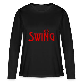 Paar, das Swing tanzt - Frauen Premium Bio Langarmshirt - Schwarz - Vorne - Julia (174cm)