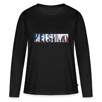 HELSINKI - T-shirt manches longues Premium bio Femme - noir - Devant - Julia (174cm)
