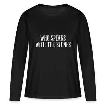 Tailleur de pierre 3000 - T-shirt manches longues Premium bio Femme - noir - Devant - Julia (174cm)