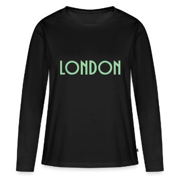 London - Frauen Premium Bio Langarmshirt - Schwarz - Vorne - Julia (174cm)
