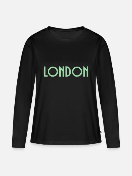 London - Frauen Premium Bio Langarmshirt - Schwarz