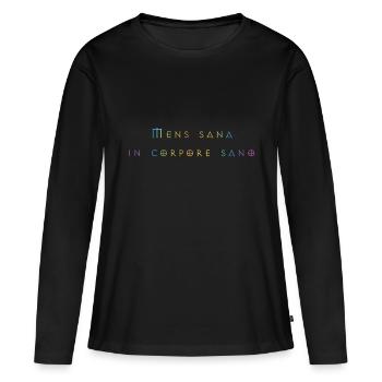 Mens sana incorpore sano - Frauen Premium Bio Langarmshirt - Schwarz - Vorne - Julia (174cm)