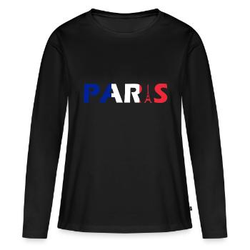Paris - T-shirt manches longues Premium bio Femme - noir - Devant - Julia (174cm)