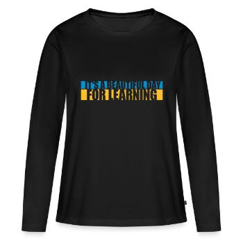 belle journée pour apprendre - T-shirt manches longues Premium bio Femme - noir - Devant - Julia (174cm)