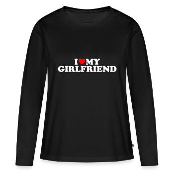 J’AIME MA COPINE Saint-Valentin Cadeau Amour - T-shirt manches longues Premium bio Femme - noir - Devant - Julia (174cm)