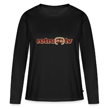 retro-tv Logo - Frauen Premium Bio Langarmshirt - Schwarz - Vorne - Julia (174cm)