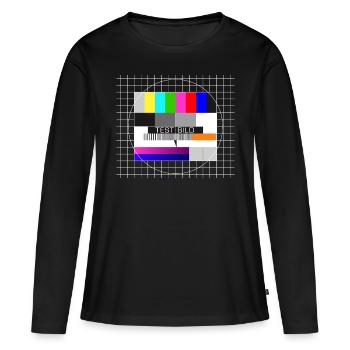 Fernseh-Testbild Big Bang Mac Display Screenshot - Frauen Premium Bio Langarmshirt - Schwarz - Vorne - Julia (174cm)