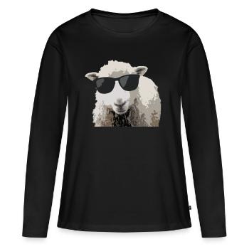 Mouton Style - T-shirt manches longues Premium bio Femme - noir - Devant - Julia (174cm)