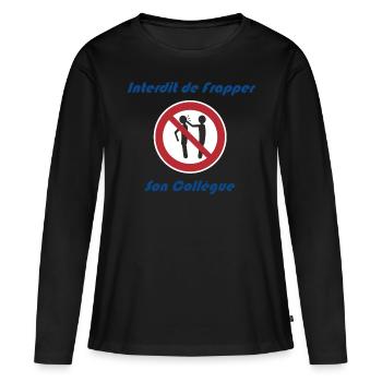 Logo Interdit Collègue - T-shirt manches longues Premium bio Femme - noir - Devant - Julia (174cm)