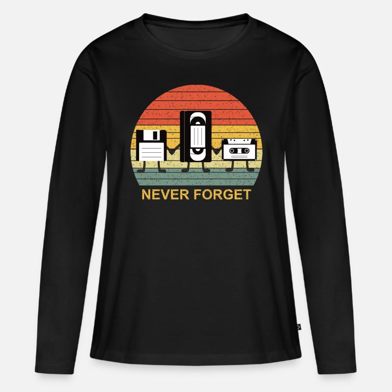 Never Forget - Frauen Premium Bio Langarmshirt - Schwarz