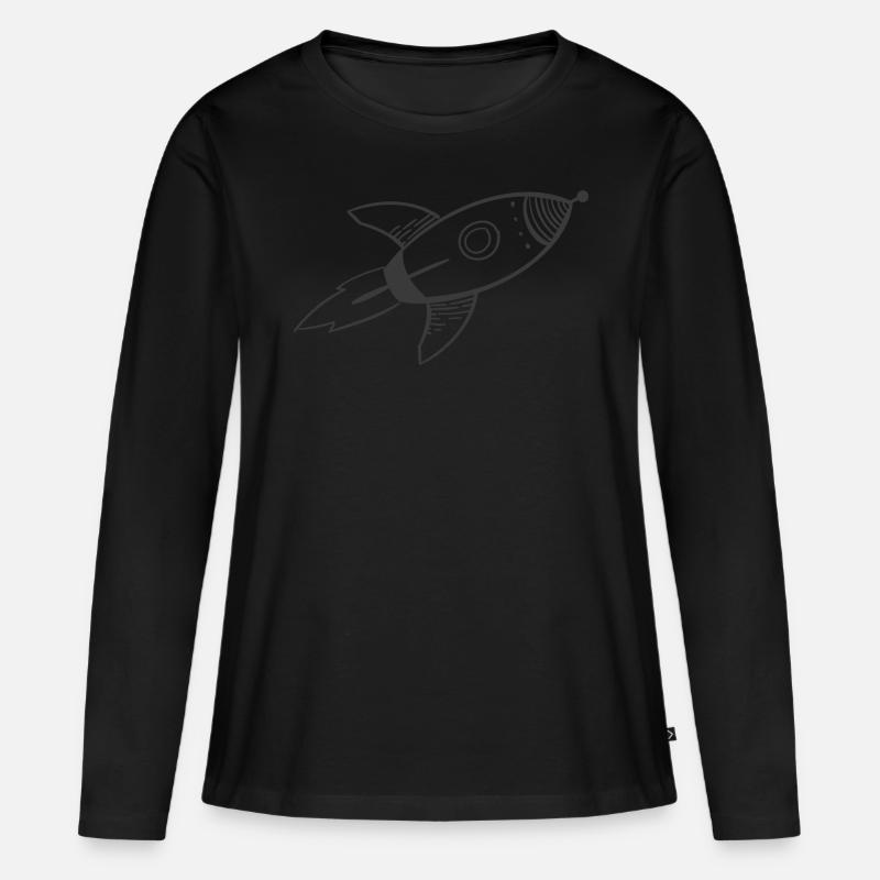 Rakete - Frauen Premium Bio Langarmshirt - Schwarz