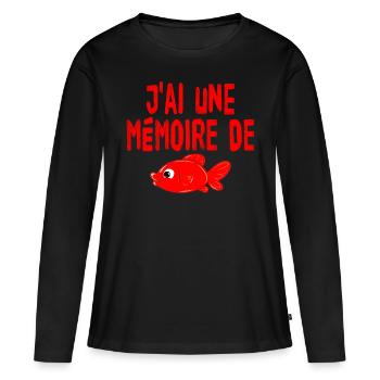 mémoire de poisson rouge - T-shirt manches longues Premium bio Femme - noir - Devant - Julia (174cm)
