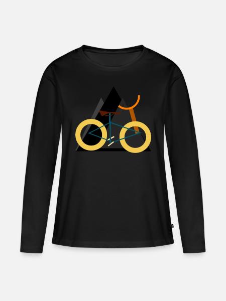 Retro Rad - Frauen Premium Bio Langarmshirt - Schwarz