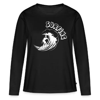 Vague Surf Surf Surf Surf Surfer - T-shirt manches longues Premium bio Femme - noir - Devant - Julia (174cm)