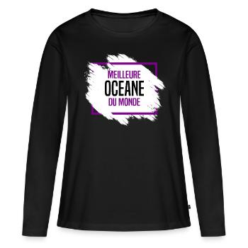 Océane - T-shirt manches longues Premium bio Femme - noir - Devant - Julia (174cm)
