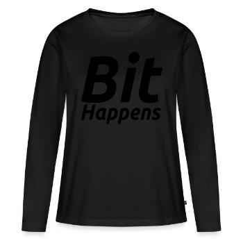 Bit Happens - Women's Premium Organic Long Sleeve Shirt - black - Front - Julia (174cm)