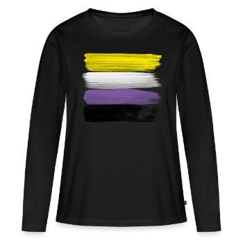 Non-Binary Pride Strokes - Frauen Premium Bio Langarmshirt - Schwarz - Vorne - Julia (174cm)