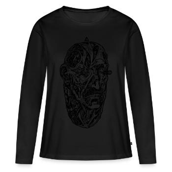 "Egg" (noir) - T-shirt manches longues Premium bio Femme - noir - Devant - Julia (174cm)
