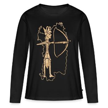 Bronze archer with cork print - Women's Premium Organic Long Sleeve Shirt - black - Front - Julia (174cm)