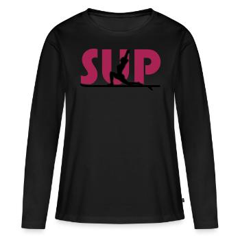 SUP YOGA - T-shirt manches longues Premium bio Femme - noir - Devant - Julia (174cm)
