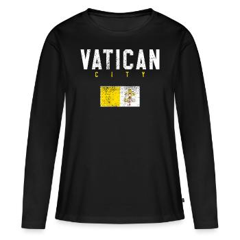 Vatican - T-shirt manches longues Premium bio Femme - noir - Devant - Julia (174cm)