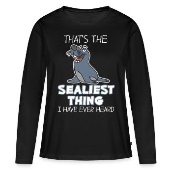 Seehund - Frauen Premium Bio Langarmshirt - Schwarz - Vorne - Julia (174cm)
